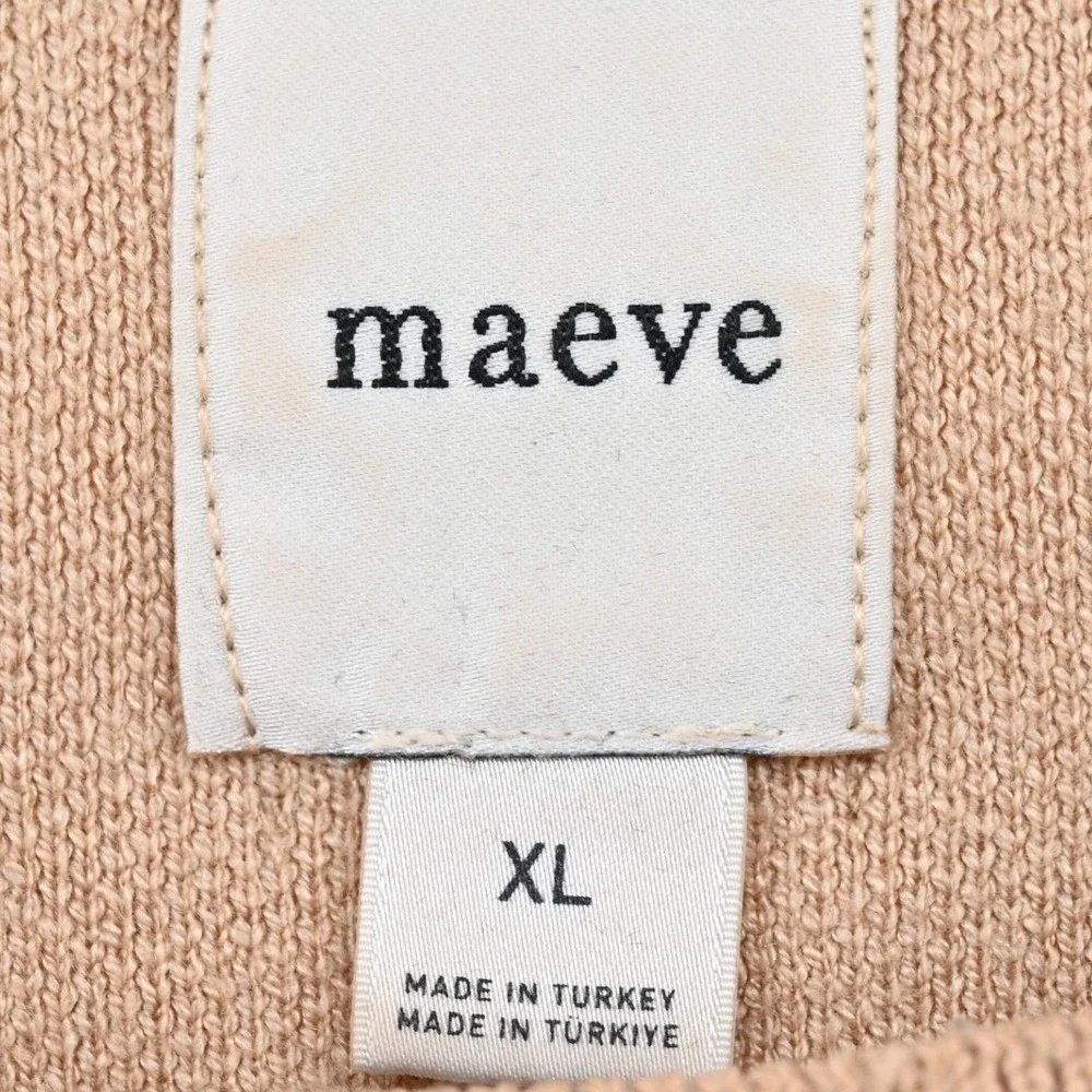 Maeve Anthropologie Belted Muscle Sweater Vest XL Tan Beige Knit Quiet Luxury